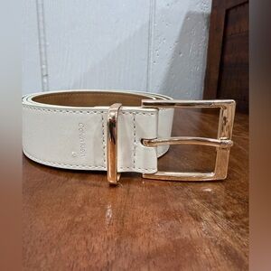 Calvin Klein Ivory Belt with gold Buckle